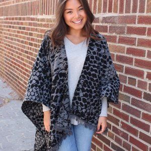 Black Printed Poncho